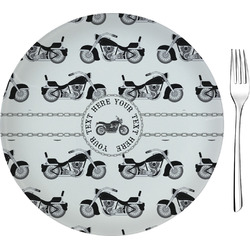 Motorcycle 8" Glass Appetizer / Dessert Plates - Single or Set (Personalized)