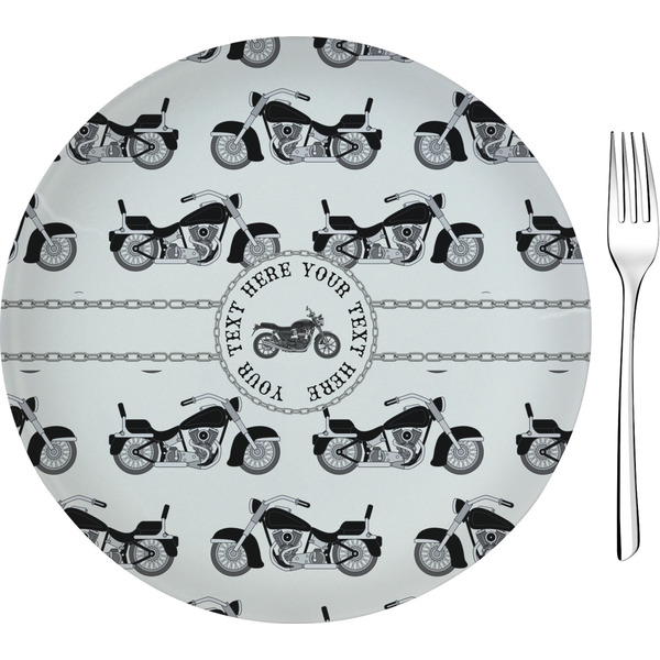 Custom Motorcycle Glass Appetizer / Dessert Plate 8" (Personalized)