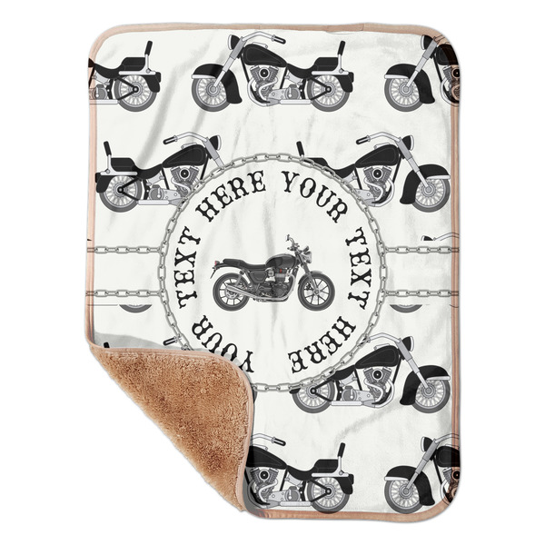 Custom Motorcycle Sherpa Baby Blanket - 30" x 40" w/ Name or Text