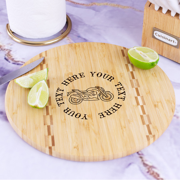 Motorcycle Bamboo Cutting Board - In Context