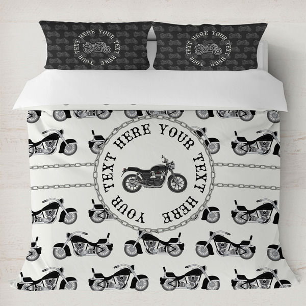 Custom Motorcycle Duvet Cover Set - King (Personalized)