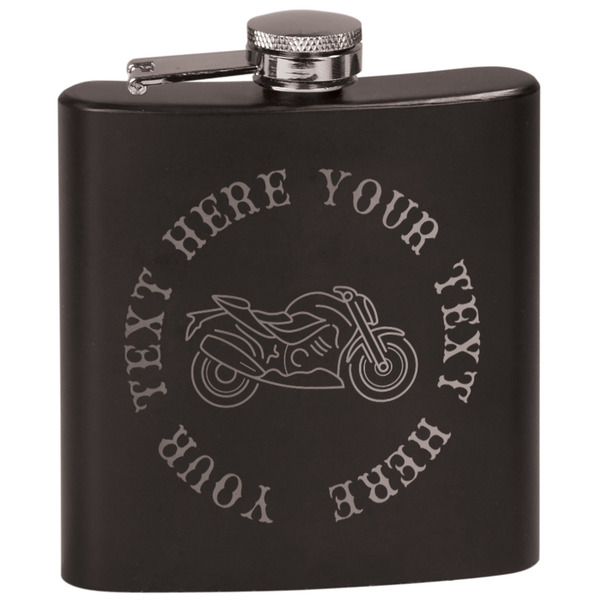 Custom Motorcycle Black Flask Set (Personalized)