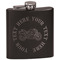 Motorcycle Black Flask - Engraved Front