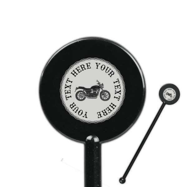 Custom Motorcycle 5.5" Round Plastic Stir Sticks - Black - Single Sided (Personalized)