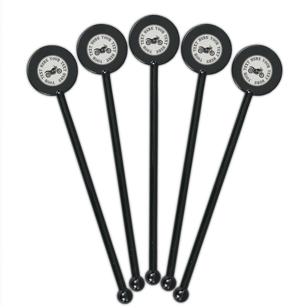 Motorcycle Black Plastic 5.5" Stir Stick - Round - Fan View