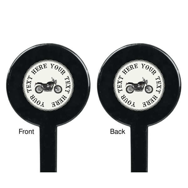 Motorcycle Black Plastic 7" Stir Stick - Double Sided - Round - Front & Back