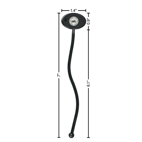 Motorcycle Black Plastic 7" Stir Stick - Oval - Dimensions