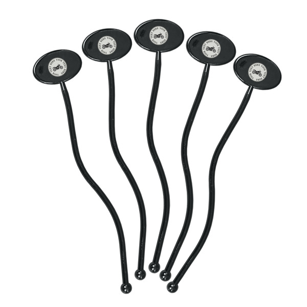 Motorcycle Black Plastic 7" Stir Stick - Oval - Fan