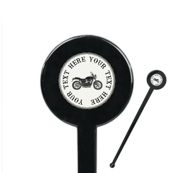 Custom Motorcycle 7" Round Plastic Stir Sticks - Black - Single Sided (Personalized)