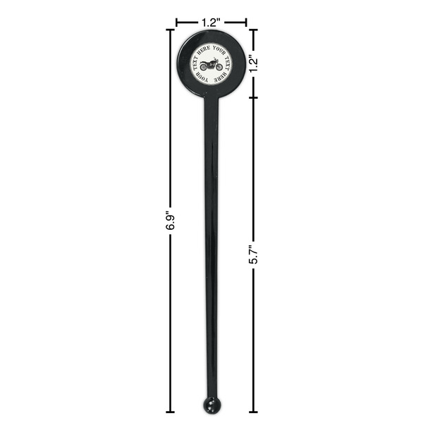 Motorcycle Black Plastic 7" Stir Stick - Round - Dimensions