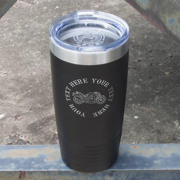 Motorcycle Black Polar Camel Tumbler - 20oz - Angled