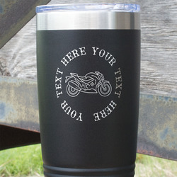 Motorcycle 20 oz Stainless Steel Tumbler - Black - Single Sided (Personalized)
