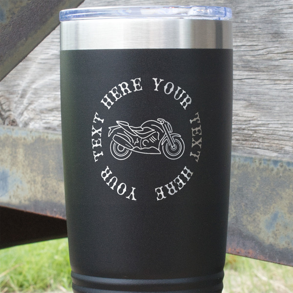 Motorcycle Black Polar Camel Tumbler - 20oz - Close Up