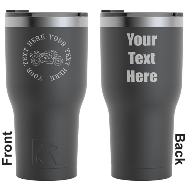 Custom Motorcycle RTIC Tumbler - Black - Engraved Front & Back (Personalized)