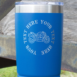 Motorcycle 20 oz Stainless Steel Tumbler - Royal Blue - Single Sided (Personalized)