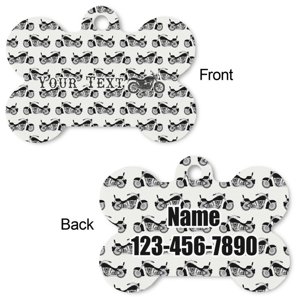 Motorcycle Bone Shaped Dog ID Tag - Large - Approval