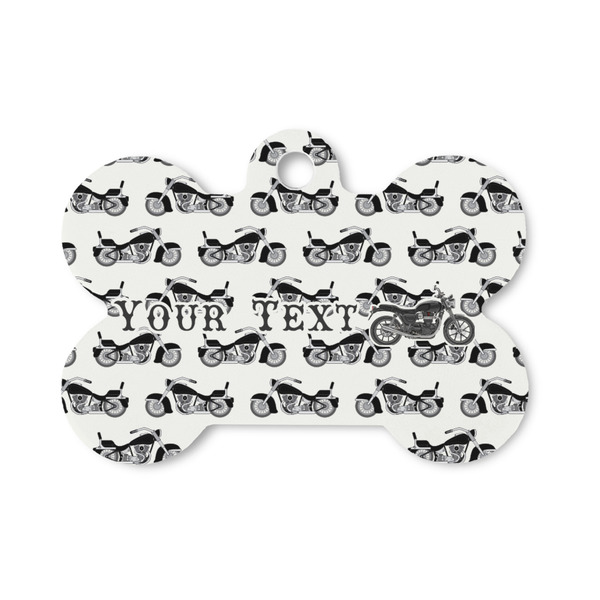 Custom Motorcycle Bone Shaped Dog ID Tag - Small (Personalized)
