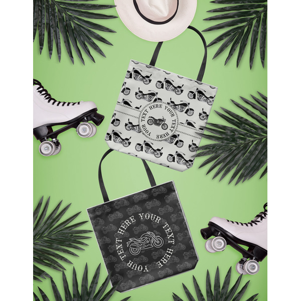 Motorcycle Canvas Tote Lifestyle Front and Back- 13x13