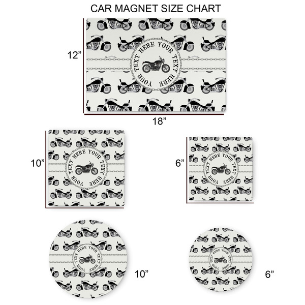 Motorcycle Car Magnets - SIZE CHART