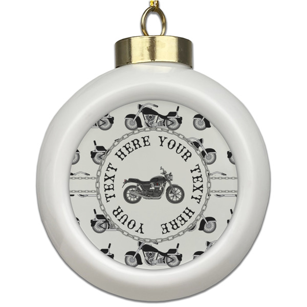 Custom Motorcycle Ceramic Ball Ornament (Personalized)