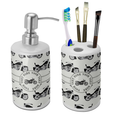 Motorcycle Ceramic Bathroom Accessories Set (Personalized)