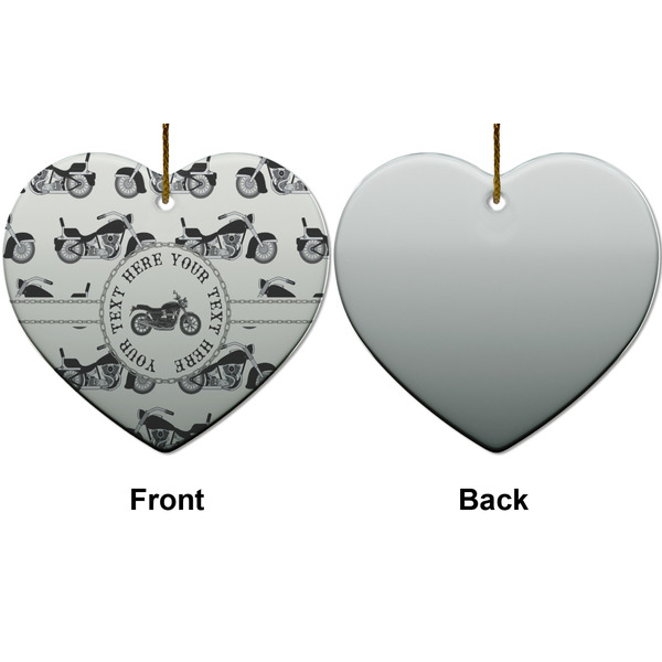Motorcycle Ceramic Flat Ornament - Heart Front & Back (APPROVAL)