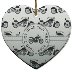 Motorcycle Heart Ceramic Ornament w/ Name or Text
