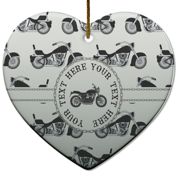 Custom Motorcycle Heart Ceramic Ornament w/ Name or Text