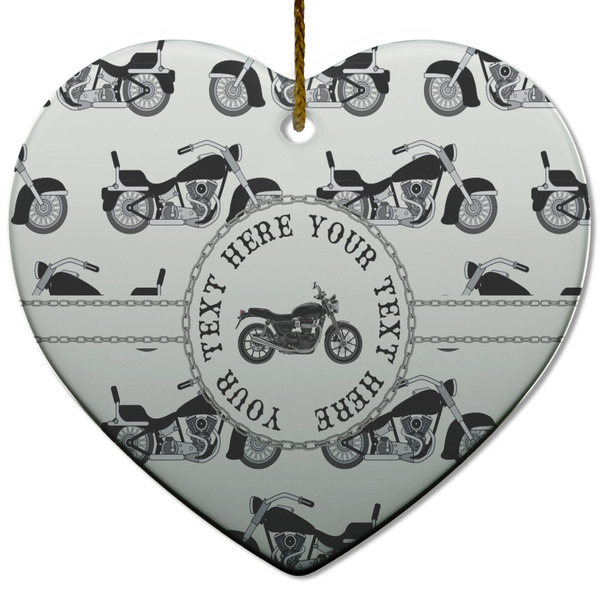 Motorcycle Ceramic Flat Ornament - Heart (Front)