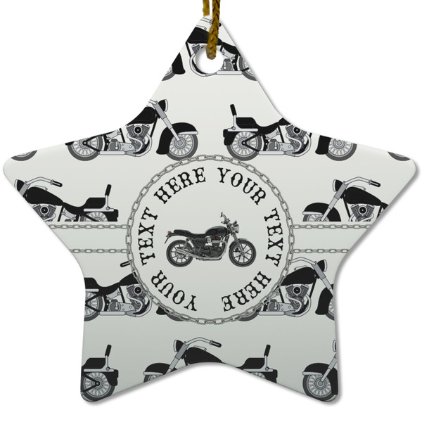 Custom Motorcycle Star Ceramic Ornament w/ Name or Text