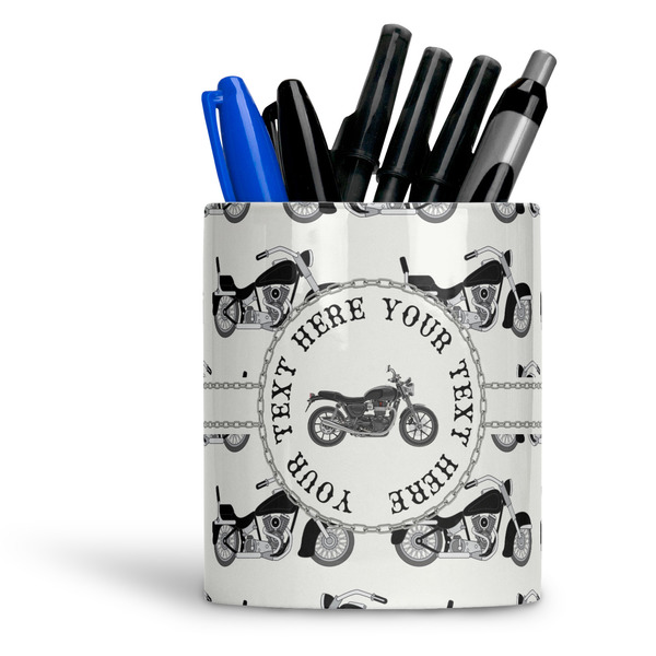 Custom Motorcycle Ceramic Pen Holder