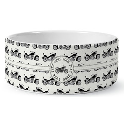 Motorcycle Ceramic Dog Bowl - Large (Personalized)