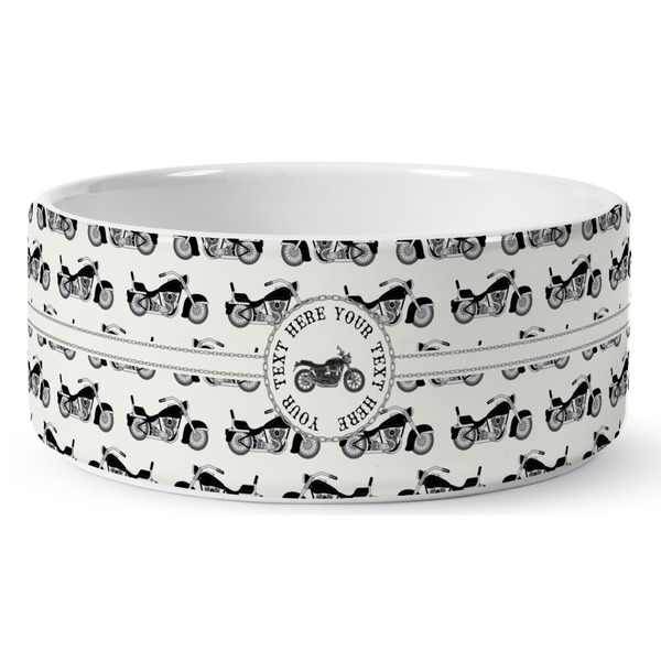 Custom Motorcycle Ceramic Dog Bowl - Large (Personalized)