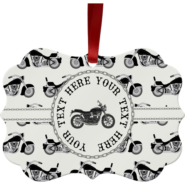 Custom Motorcycle Metal Frame Ornament - Double Sided w/ Name or Text