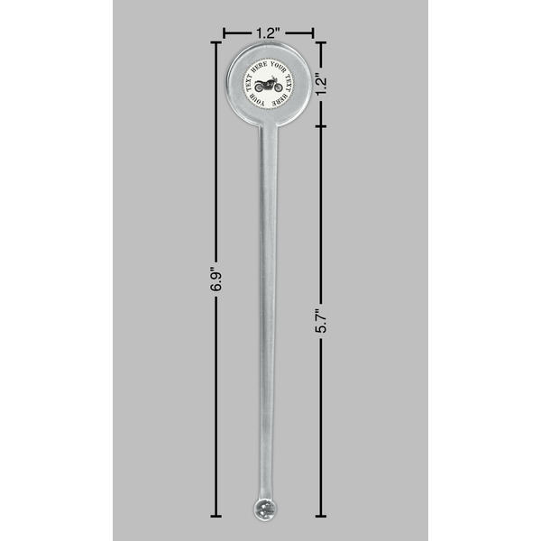 Motorcycle Clear Plastic 7" Stir Stick - Round - Dimensions