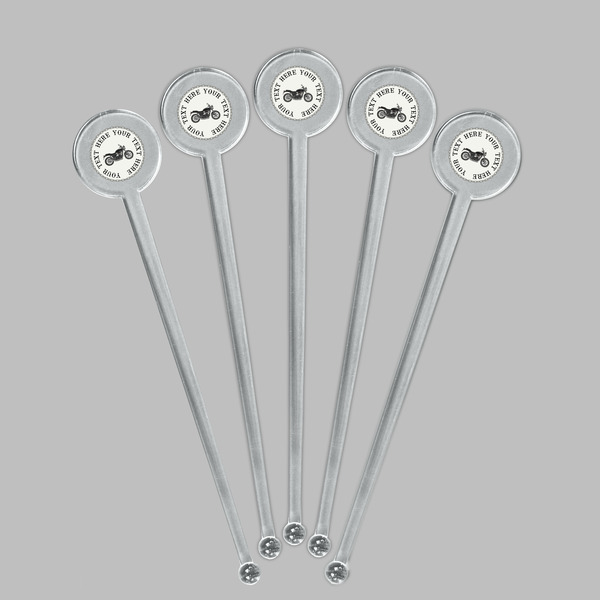 Motorcycle Clear Plastic 7" Stir Stick - Round - Fan View