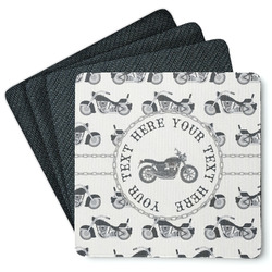 Motorcycle Square Rubber Backed Coasters - Set of 4 (Personalized)