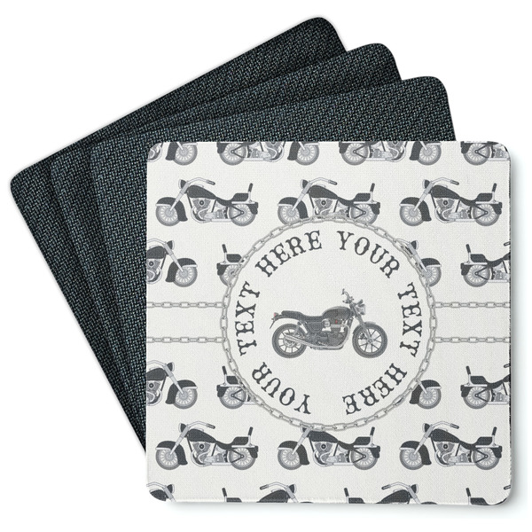 Custom Motorcycle Square Rubber Backed Coasters - Set of 4 (Personalized)