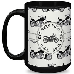 Motorcycle 15 Oz Coffee Mug - Black (Personalized)