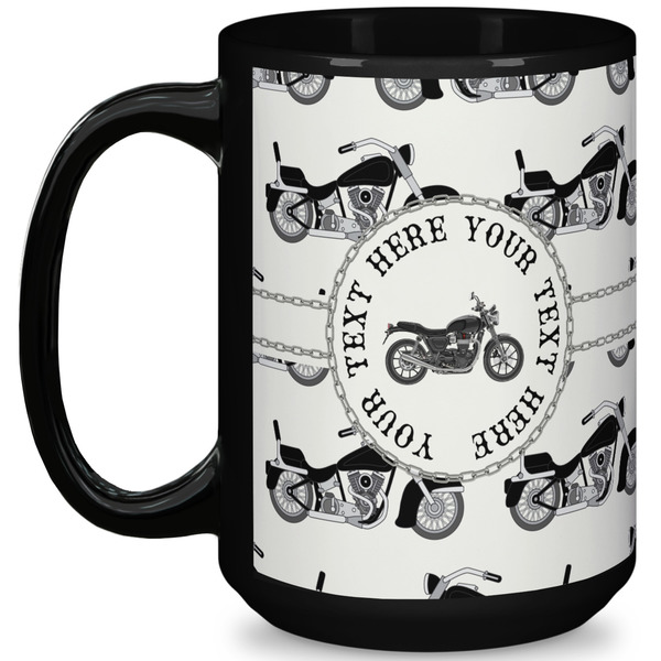 Custom Motorcycle 15 Oz Coffee Mug - Black (Personalized)
