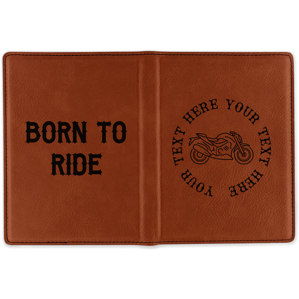 Motorcycle Cognac Leather Passport Holder Outside Double Sided - Apvl