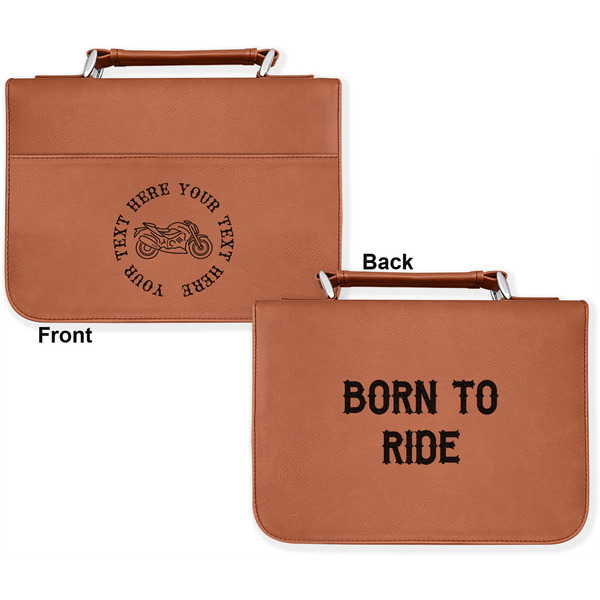 Motorcycle Cognac Leatherette Bible Covers - Large Double Sided Apvl