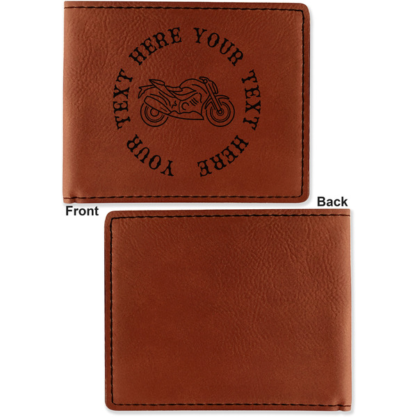 Motorcycle Cognac Leatherette Bifold Wallets - Front and Back Single Sided - Apvl