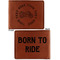 Motorcycle Cognac Leatherette Bifold Wallets - Front and Back