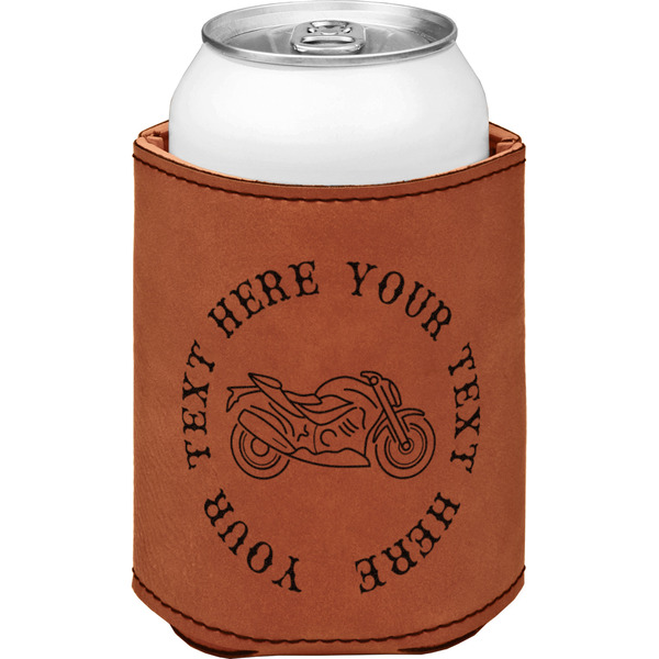 Motorcycle Cognac Leatherette Can Sleeve - Single Front