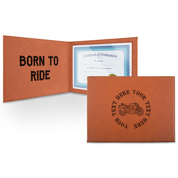 Custom Motorcycle Leatherette Certificate Holder - Front and Inside (Personalized)