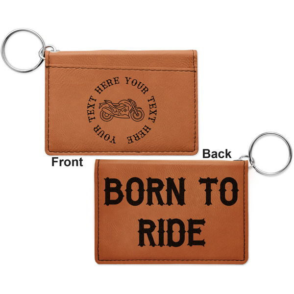 Motorcycle Cognac Leatherette Keychain ID Holders - Front and Back Apvl