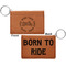Motorcycle Cognac Leatherette Keychain ID Holders - Front and Back Apvl