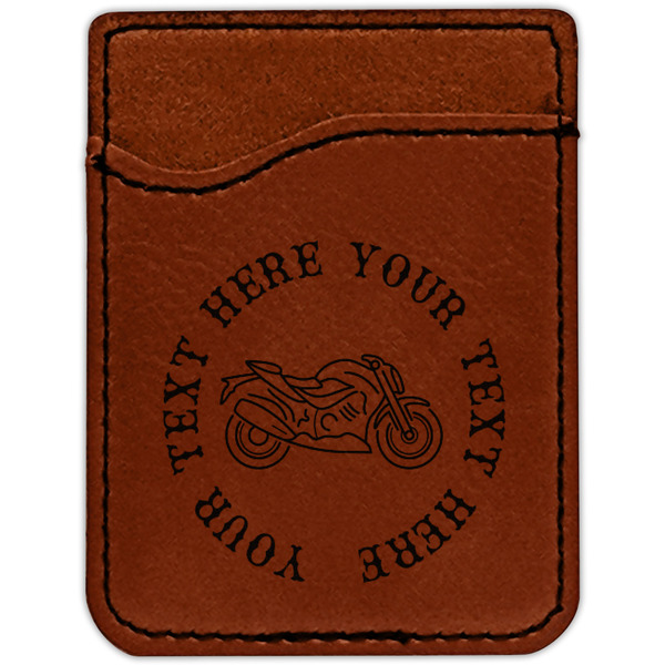 Motorcycle Cognac Leatherette Phone Wallet close up