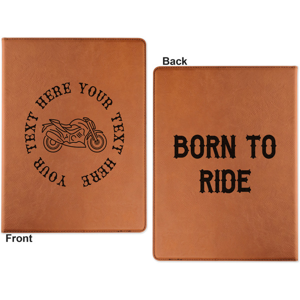 Motorcycle Cognac Leatherette Portfolios with Notepad - Large - Double Sided - Apvl